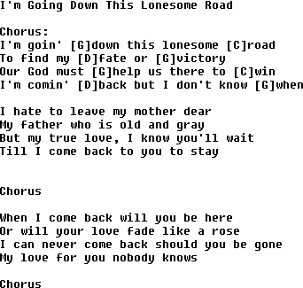 Bluegrass songs with chords - Im Going Down This Lonesome Road